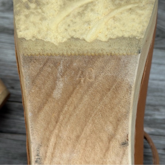 No.6 Palomino Leather Strap Clogs Alder Wood Heel EU 40 US 9 - Picture 8 of 12